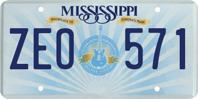 MS license plate ZEO571