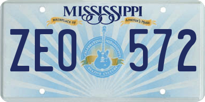 MS license plate ZEO572