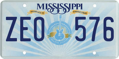 MS license plate ZEO576