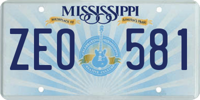 MS license plate ZEO581