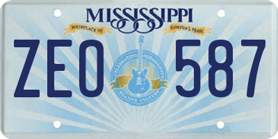 MS license plate ZEO587