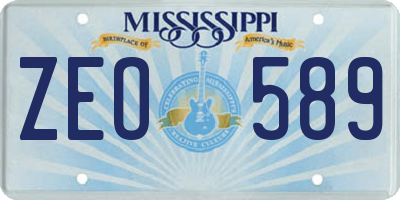 MS license plate ZEO589