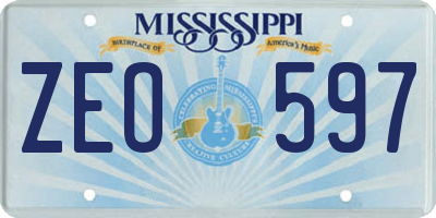 MS license plate ZEO597
