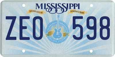 MS license plate ZEO598