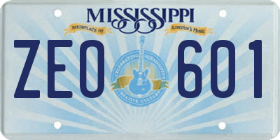 MS license plate ZEO601