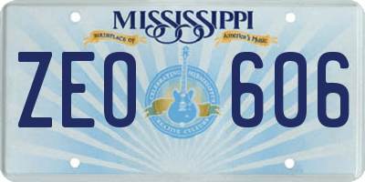 MS license plate ZEO606