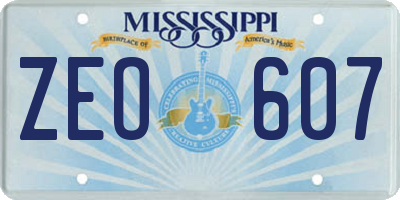 MS license plate ZEO607