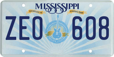 MS license plate ZEO608