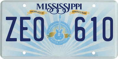 MS license plate ZEO610