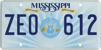 MS license plate ZEO612