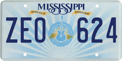 MS license plate ZEO624