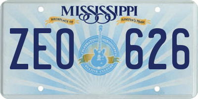 MS license plate ZEO626
