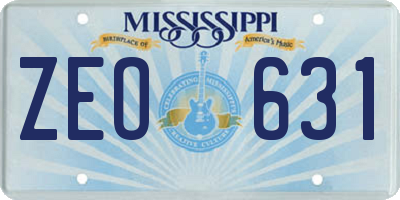 MS license plate ZEO631