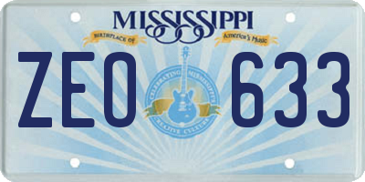 MS license plate ZEO633