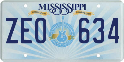 MS license plate ZEO634