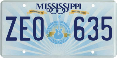 MS license plate ZEO635