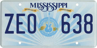 MS license plate ZEO638