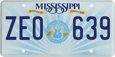 MS license plate ZEO639
