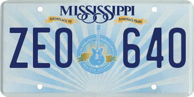 MS license plate ZEO640