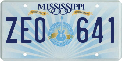 MS license plate ZEO641