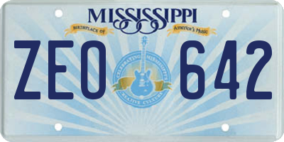 MS license plate ZEO642