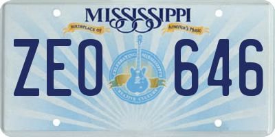 MS license plate ZEO646