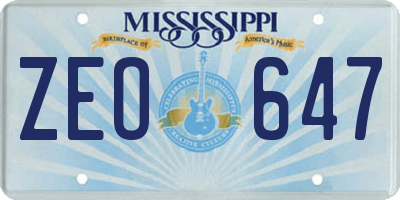 MS license plate ZEO647