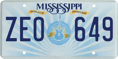MS license plate ZEO649