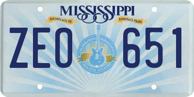 MS license plate ZEO651