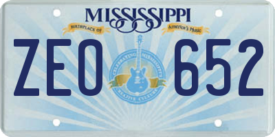 MS license plate ZEO652