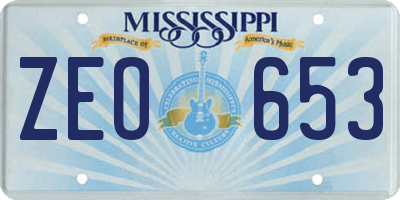 MS license plate ZEO653
