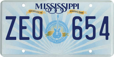 MS license plate ZEO654