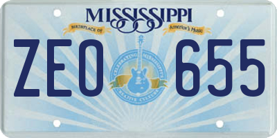 MS license plate ZEO655