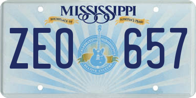 MS license plate ZEO657
