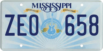 MS license plate ZEO658