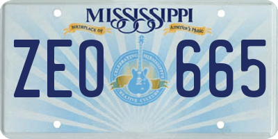 MS license plate ZEO665