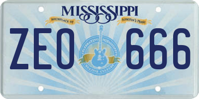 MS license plate ZEO666