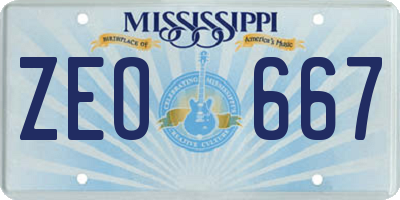 MS license plate ZEO667