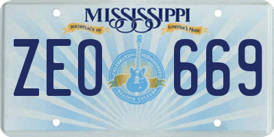 MS license plate ZEO669