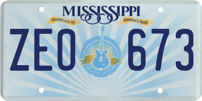 MS license plate ZEO673