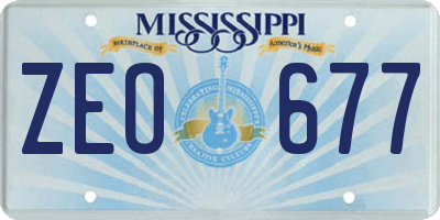 MS license plate ZEO677