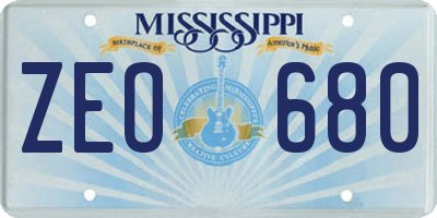 MS license plate ZEO680