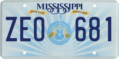 MS license plate ZEO681