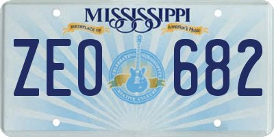 MS license plate ZEO682