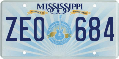 MS license plate ZEO684