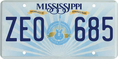 MS license plate ZEO685