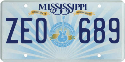 MS license plate ZEO689
