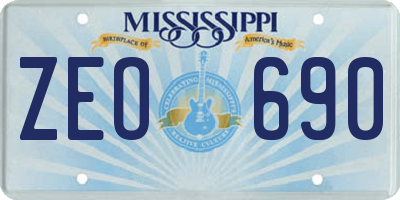 MS license plate ZEO690