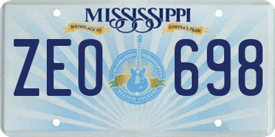 MS license plate ZEO698
