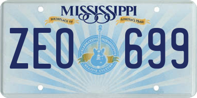 MS license plate ZEO699